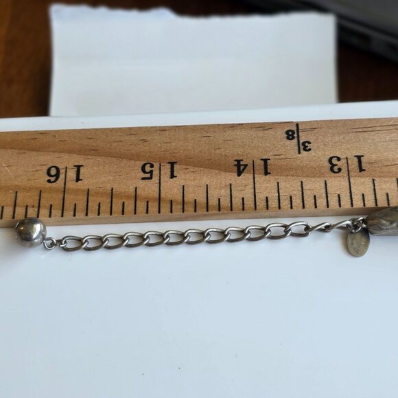 Vintage 90s Collar Choker Necklace Signed Black Velvet Y2k Beaded Retro Silver - Picture 8 of 8